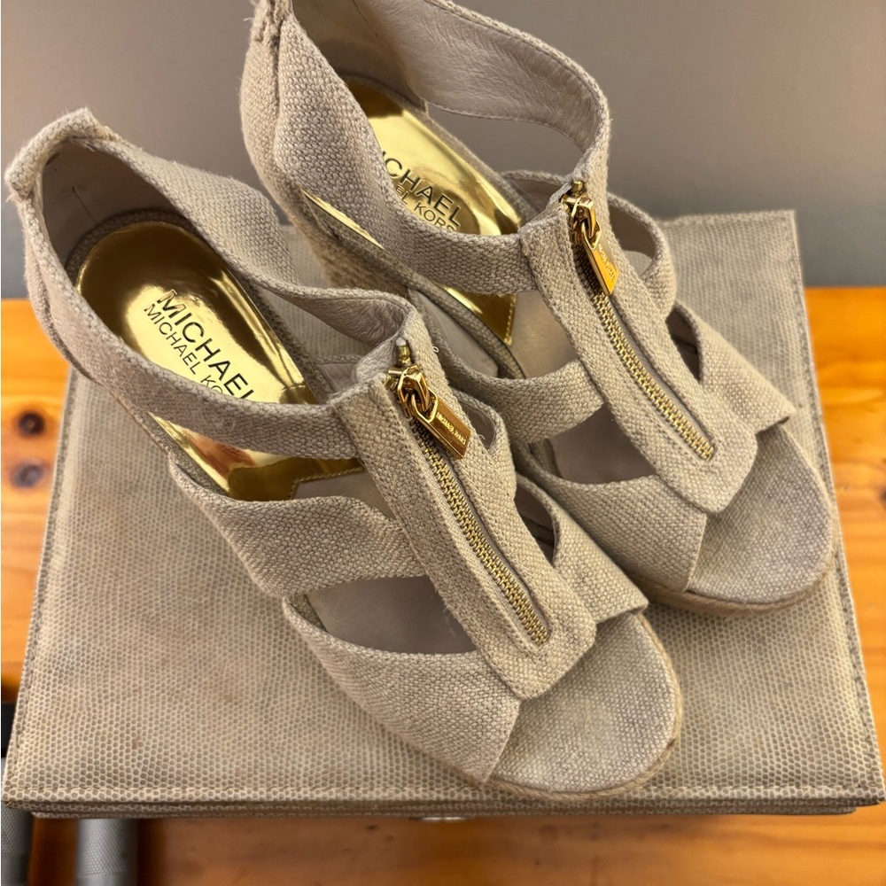 Michael Kors Women's Tan Wedge Sandals